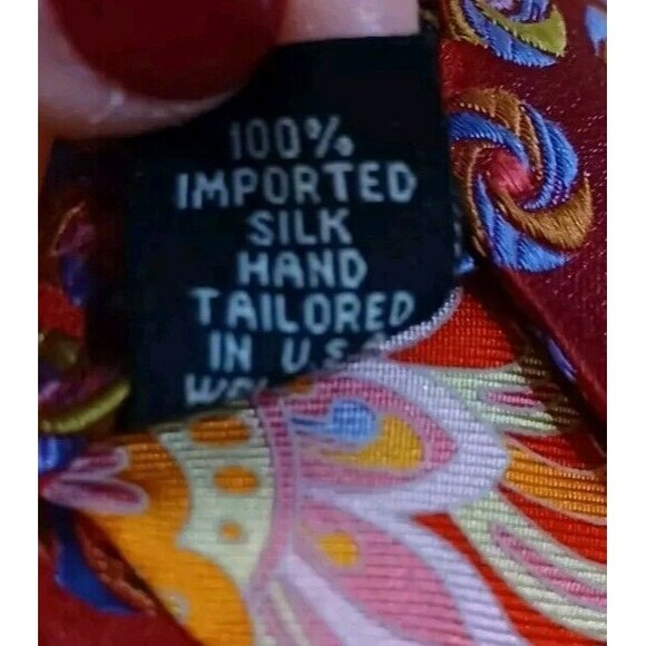 Ted Baker London Men’s Designer Neck Tie Red 100% Silk Abstract Print 60"x 4" - Picture 7 of 7